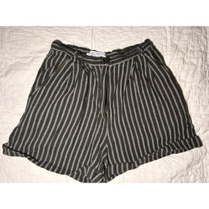 Women's Urban Outfitters High Waist Linen Striped Shorts Dark Olive White Size 0